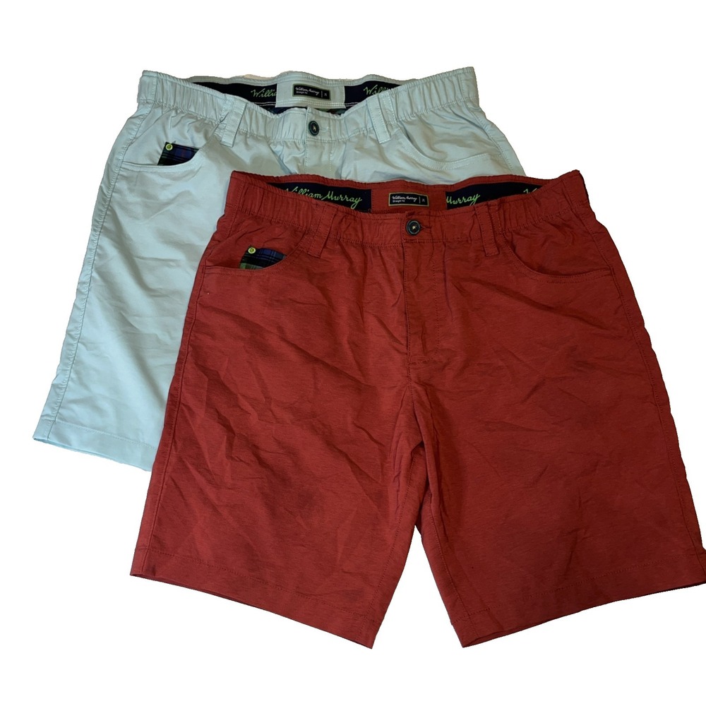 William Murray Straight Fit Golf Shorts 34 Lot Athletic Chino Blue Red Preppy